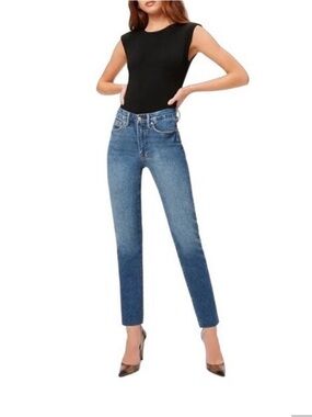 Good American Good Classic Raw Hem Medium Wash Women's 4/27